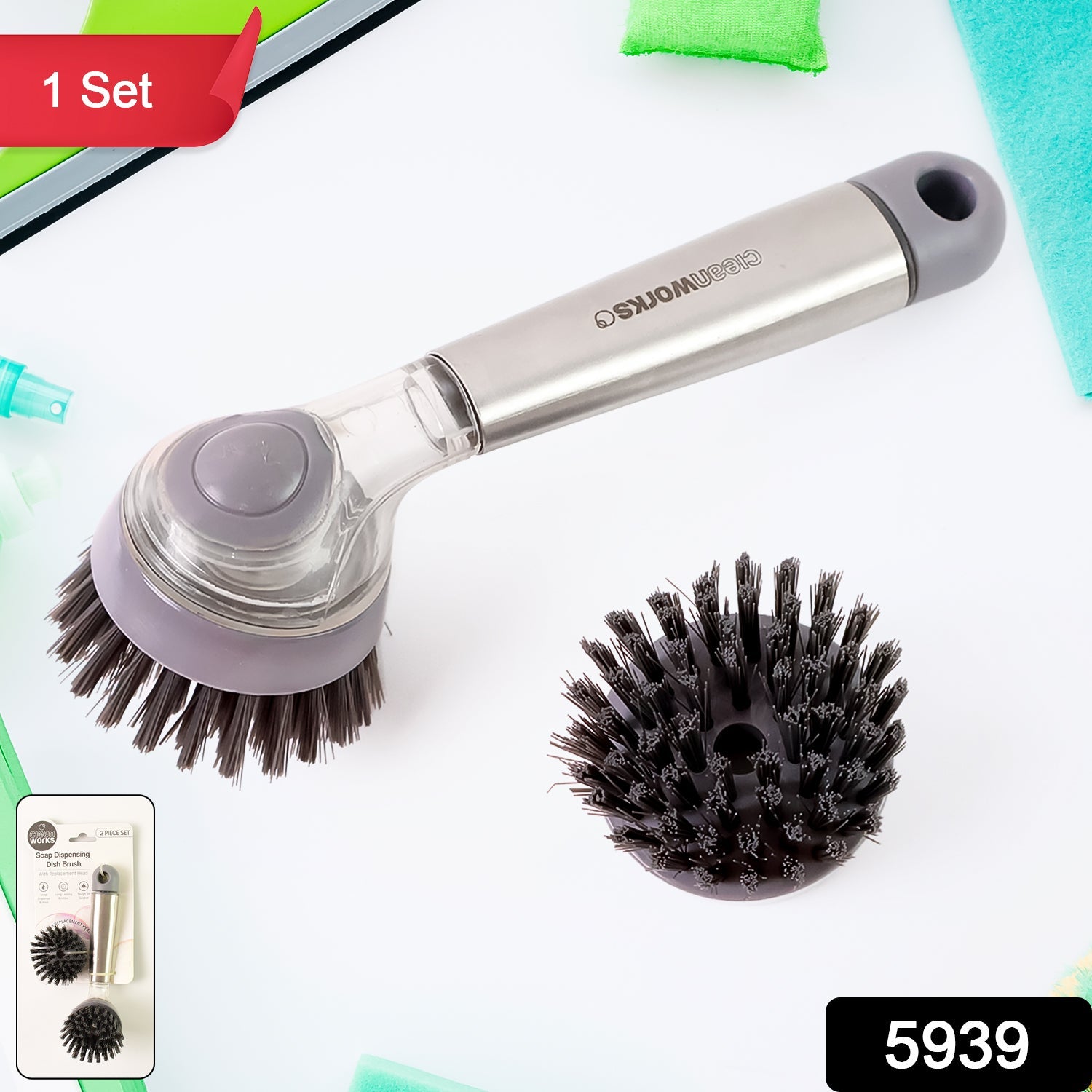 Cleaning Brushes Set, Scrub Brush Bathroom Brush, Long Handle Liquid Dispenser Pot Washing Brush Cleaning Brushes Set, Scrub Brush Bathroom Brush, Long Handle Liquid Dispenser Pot Washing Brush